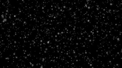 Winter overlay with falling snowflakes. Seamless snowing loop. Alpha channel - transparent background. - Powered by Adobe