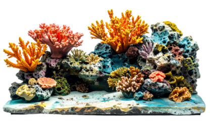 Vivid coral reef on sandy seabed
