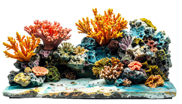Vivid coral reef on sandy seabed