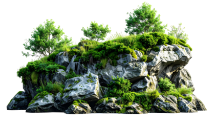 Rocky outcrop with green vegetation