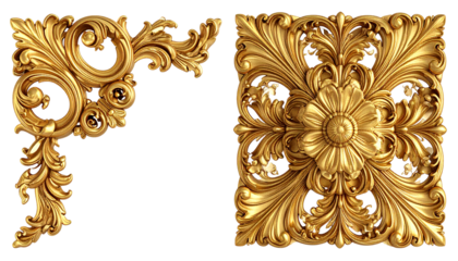 Gold floral carved baroque corner decor