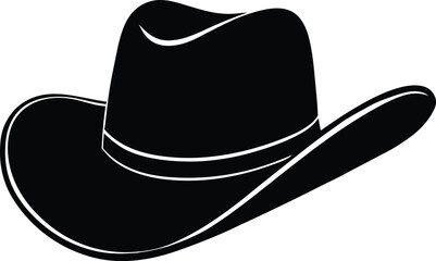 cowboy hat silhouette vector, wild west fashion illustration
