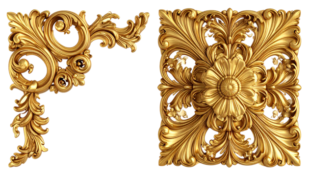 Gold floral carved baroque corner decor