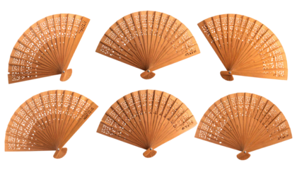 Six open fans, wooden structure
