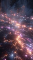 Naklejka premium Colorful Cosmic Nebula With Glowing Stars