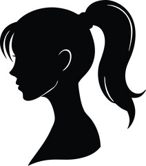 woman ponytail silhouette vector, female hairstyle illustration
