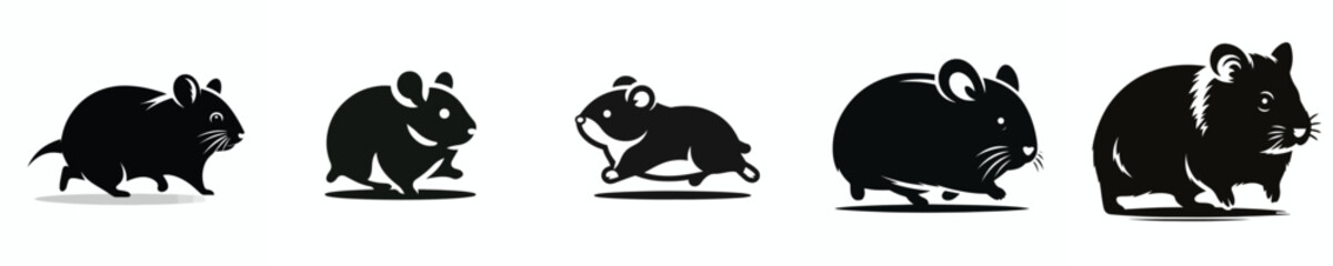 vector black and white silhouette of a hamster