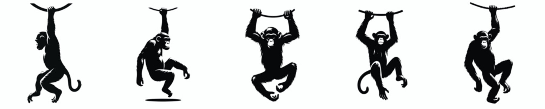 black and white silhouette vector of a chimpanzee