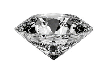 Brilliant Cut Diamond Gemstone with Intricate Facets Isolated on Transparent Background for Jewelry Designs and Luxury Concepts