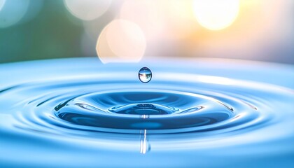 Cinematic Tear Dropping into Still Water Creating Glowing Ripple Waves