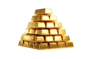 Stack of Shiny Golden Ingots Forming Pyramid Against Black Background Wealth Concept Metallic Bricks Financial Security Investment Assets Precious Metal Banking Economy Business Success