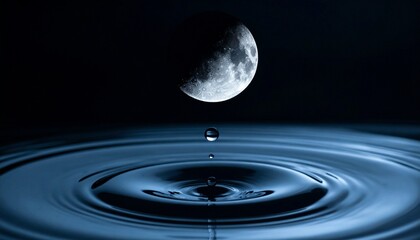 Cinematic Glowing Moon Reflecting in Still Water Disturbed by a Tear