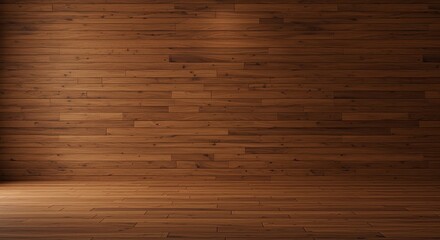 Fototapeta premium Elegant dark brown wooden floor and wall create a warm and inviting studio backdrop interior space