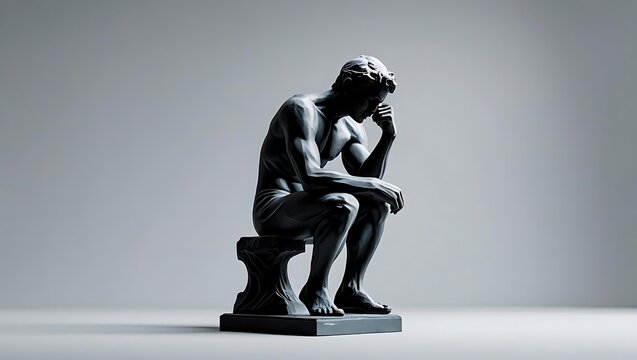 Emotional Statue of The Thinker Embodying Human Intellect and Philosophical Inquiry