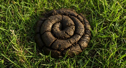 Obraz premium Bosta, cow dung in field, made by Ai