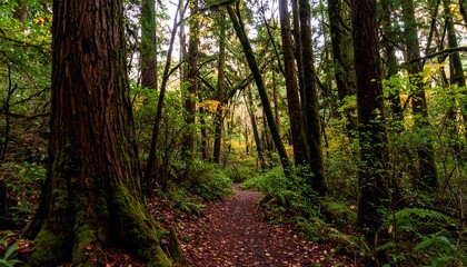 Naklejka premium Path winding through a dense forest