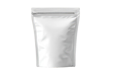 Blank White Resealable Packaging Bag Isolated on Transparent Background Mockup Template for Food Product and Merchandise Items in a Studio Setting with Even Lighting Ready for Custom Branding and