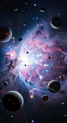 Cosmic Nebulae and Planets in Deep Space.