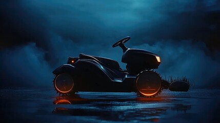 Dark Silhouette of a Lawn Mower in Moody Atmosphere