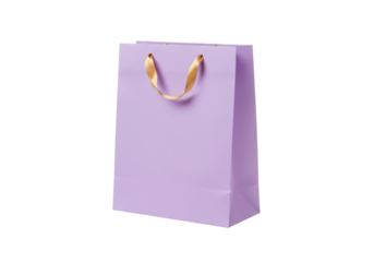 Lilac paper shopping bag isolated on white, elegant gift bag for retail and promotional use