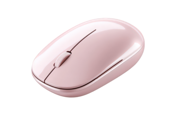 Close Up of a Wireless Pink Mouse on Transparent Background for Design Pinkish Mouse Design Modern Technology Innovation Contemporary Style Electronic Device Accessory Computer Input Device