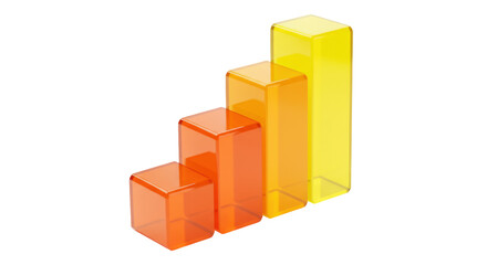 Fototapeta premium Colorful transparent bar graph PNG isolated on transparent background, business growth chart for data visualization and presentation