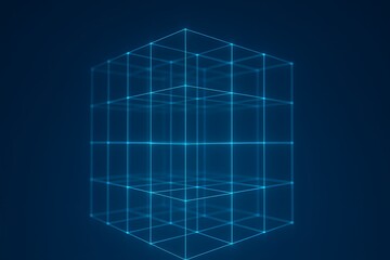 Futuristic Blue Wire Grid Plane