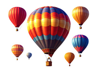  Colorful Hot Air Balloons Flying in the Sky PNG