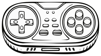 Hand drawn vintage gamepad for console gaming black and white illustration