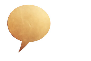 Golden Textured Speech Bubble Isolated on Transparent Background for Message Overlay Conversation Communication or Dialogue Symbol Concept