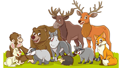 Naklejka premium Isolated white deer set vector illustration with large antlers, perfect for a Christmas cartoon animal illustration or winter nature wildlife vector