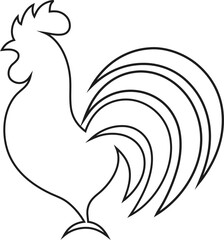 Minimalist rooster line vector illustration, elegant chicken outline logo for rural farms, organic shops, and rustic branding.