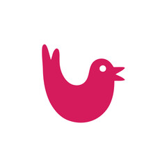 Simple Flat Style Pink Bird Silhouette Cute Minimalist Graphic Element