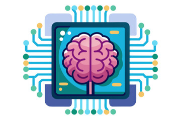 High-tech illustration of an artificial intelligence (AI) microchip with glowing blue digital circuit lines, symbolizing advanced technology, machine learning, data processing, and futuristic computin