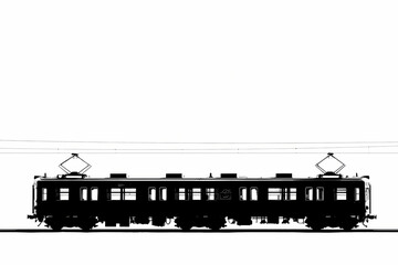 Electric Train Silhouette Against a Vivid Sky Modern Commuter Transport in Motion Urban Rail Journey at Dusk