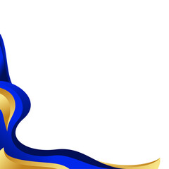 Abstract Blue and Gold Curved Border Corner Design Element
