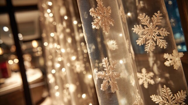 Elegant Christmas Decor With Snowflake Lace Curtains