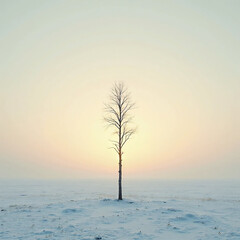lonely tree in the snow