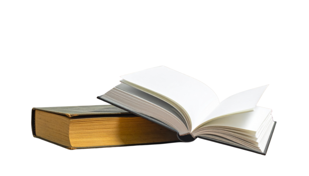 Open Book Pages in Library Duo isolated on transparent background