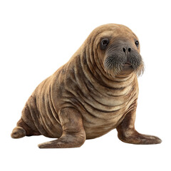 Obraz premium Png of a charming young walrus pup isolated on transparent background, showcasing its adorable features and wrinkled skin
