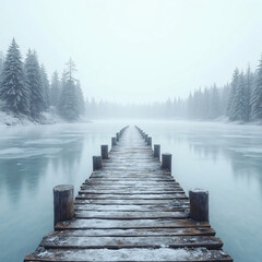 wooden bridge over lake