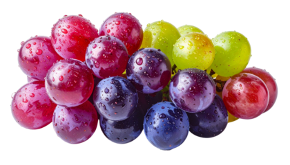 Multicolored Bunch of Grapes isolated on transparent background