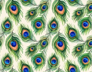 Obraz premium Peacock feather pattern on a light cream background