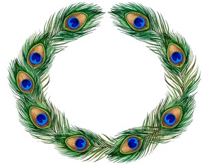 Obraz premium Peacock feather wreath frame