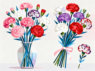 Obraz premium Carnation Bouquets Vector Art