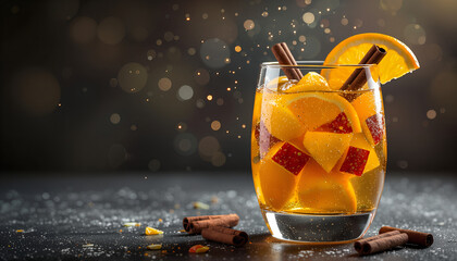 Sangria in Glass with Sophisticated Mood against Dark Moody Background