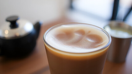 Beloved Local Tea Drink with Foam - Out of Focus, Underexposed, Gentle Blur