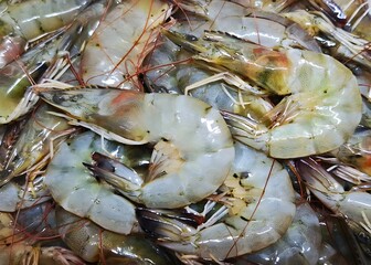 Fresh raw shrimp and prawns are a delicious, healthy seafood market meal