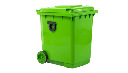 Bright green wheeled garbage bin