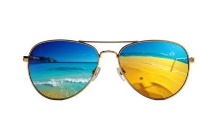 Beach reflected in aviator sunglasses (1)
